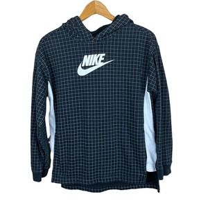 Nike Black White Grid Standard Fit Hoodie Sweatshirt Men's L